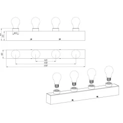 Aplique de pared Theatro Cromado 4XE27 55CM Ancho