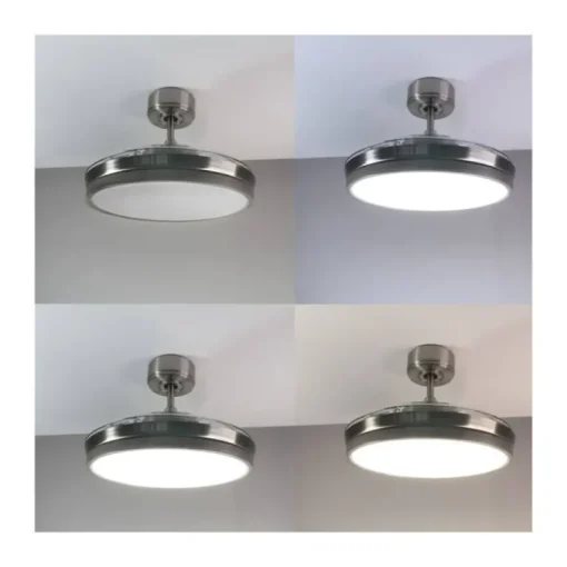 Areca níquel LED 45w 3CCT acabado níquel estilo moderno aspas plegables motor DC 106cm Ø