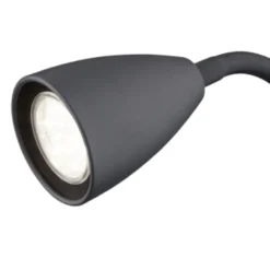 Foco de pinza Wanda 1xGU10 acabado negro interruptor on/off estilo moderno brazo flexible