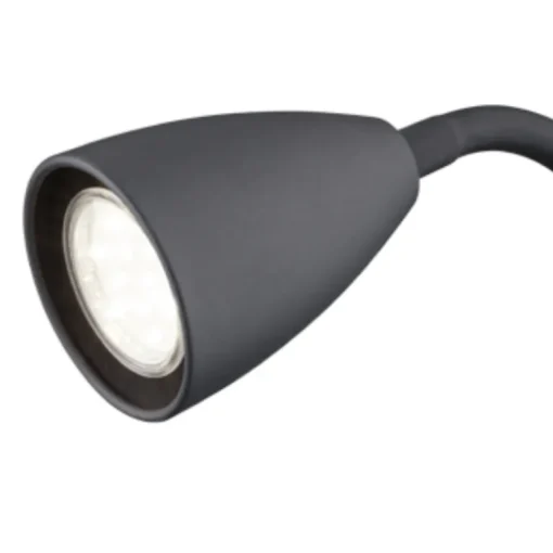 Foco de pinza Wanda 1xGU10 acabado negro interruptor on/off estilo moderno brazo flexible