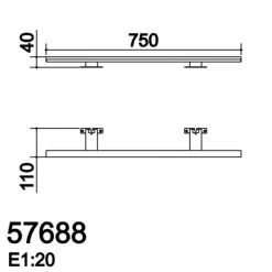 Kit aplique Tiwall 75cm cromo