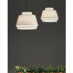 Lámpara colgante Aspen lino blanco