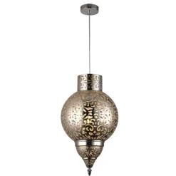 Lámpara colgante de techo Jericó 1XE27 acabado metal cromo estilo árabe 30cm Ø