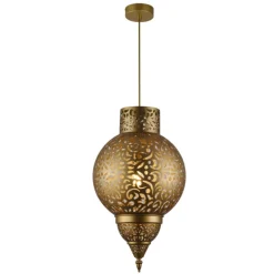 Lámpara colgante de techo Jericó 1XE27 acabado metal cobre estilo árabe 30cm Ø