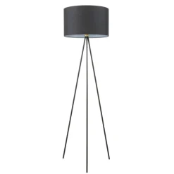 Lámpara de pie Cassián negro 1 luz 1XE27 estilo modero pantalla tela color negro 45cm Ø