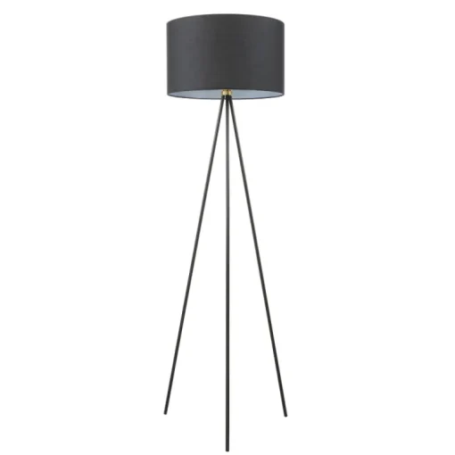 Lámpara de pie Cassián negro 1 luz 1XE27 estilo modero pantalla tela color negro 45cm Ø