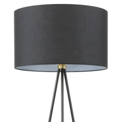 Lámpara de pie Cassián negro 1 luz 1XE27 estilo modero pantalla tela color negro 45cm Ø