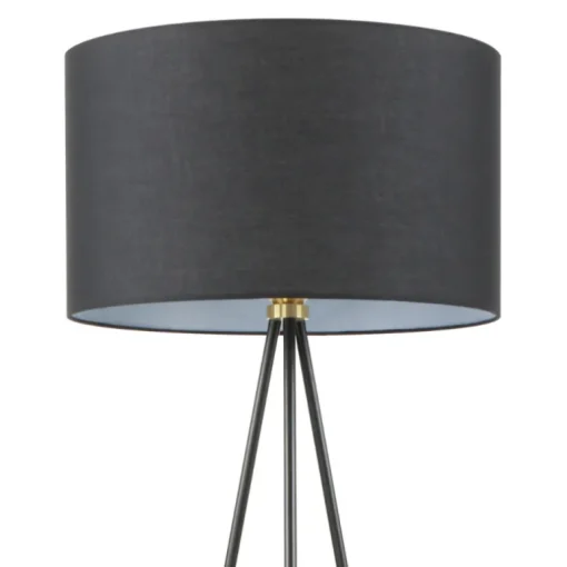 Lámpara de pie Cassián negro 1 luz 1XE27 estilo modero pantalla tela color negro 45cm Ø