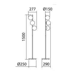 Lámpara de pie Rondo Latón 3XE27 29CM Ø