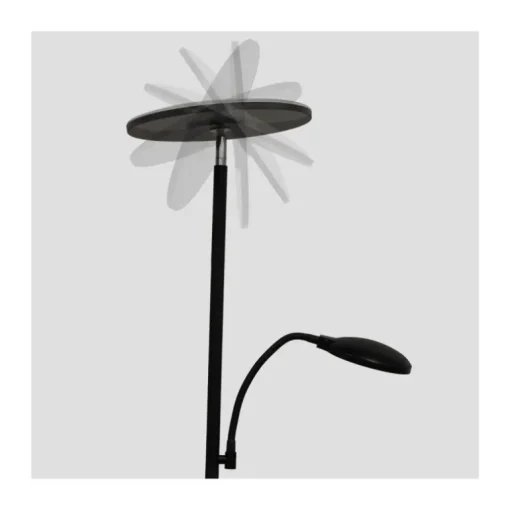 Lámpara de pie Vinet con lector LED 30+6w 3CCT 3000lm acabado negro estilo moderno con mando a distancia 25cm Ø