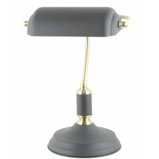 Lámpara de sobremesa Banquero negro y oro envejecido 1XE27 estilo clásico con detalles modernos