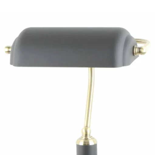 Lámpara de sobremesa Banquero negro y oro envejecido 1XE27 estilo clásico con detalles modernos