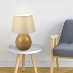 Lámpara de sobremesa Luxor Cerámica imitación Madera 1XE27 24CM Ø