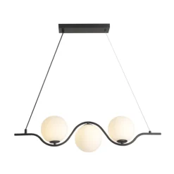 Lámpara de techo colgante Alcira Lineal 3 luces 3XG9 acabado negro mate estilo moderno 80cm largo.