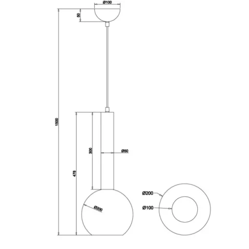 Lámpara de techo colgante Clayton Negro/Fumé 1L 1XE27 20cm Ø