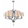 Lámpara de techo colgante Cosmos 6 luces 6xE14 acabado metal cromo pantallas tejido blanco estilo clásico 70cm Ø