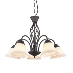 Lámpara de techo colgante Rústica 5 luces 5xE14 acabado marrón óxido estilo rústico 60cm Ø