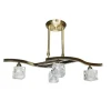 Lámpara de techo colgante Hielo 4 luces Cuero 4xG9 acabado metal oro envejecido tulipa cristal opal estilo moderno