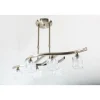 Lámpara de techo colgante Hielo 6 luces Cuero 6xG9 acabado metal oro envejecido tulipa cristal opal estilo moderno