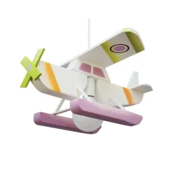 Lámpara de techo colgante Hidroavión 1xE27 acabado madera blanco estilo infantil