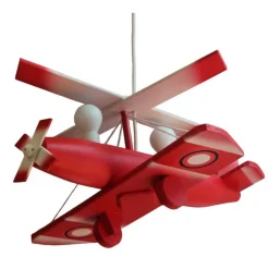 Lámpara de techo colgante Autogiro 2xE14 acabado madera rojo estilo infantil