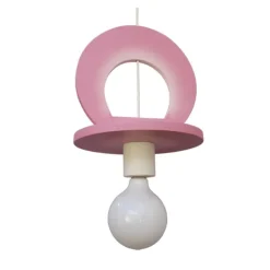 Lámpara de techo colgante Chupete 1xE27 acabado madera rosa estilo infantil 29cm Ø