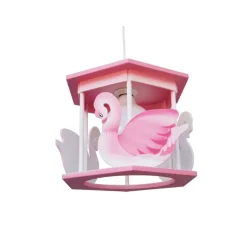 Lámpara de techo colgante Cisne 1xE27 acabado madera rosa estilo infantil 32cm Ø