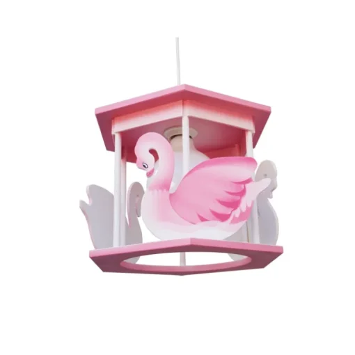 Lámpara de techo colgante Cisne 1xE27 acabado madera rosa estilo infantil 32cm Ø