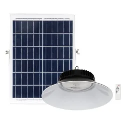 Lámpara de techo colgante solar LED integrado tonalidad 6500k acabado aluminio negro IP65 uso exterior incluye mando a distancia
