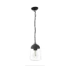 Lámpara de techo colgante Nera 1xE27 acabado aluminio negro cristal transparente IP44 uso exterior estilo moderno 15cm Ø
