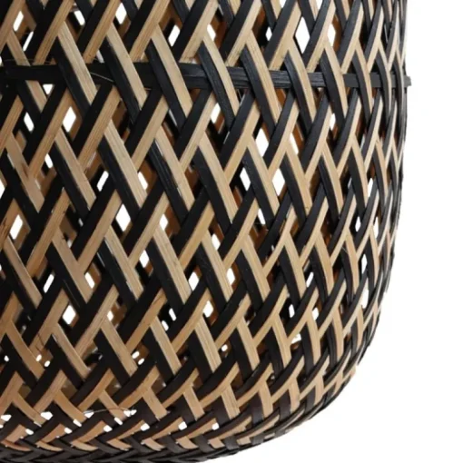 Lámpara de techo colgante Camboya 3 luces 3XE27 acabado bambú fibras negro y natural estilo nórdico