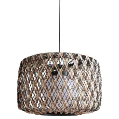 Lámpara de techo colgante Lao 1XE27 acabado rattán estilo rústico uso en exterior IP55 45cm Ø