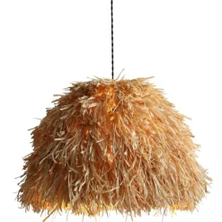 Lámpara de techo colgante Bhután 1XE27 acabado hebras rafia natural estilo rústico 67cm Ø