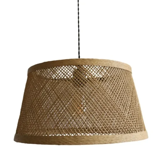 Lámpara de techo colgante India 1XE27 acabado fibra natural estilo rústico 42cm Ø