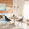 Lámpara de techo colgante Lineal 3L Reid 3XE27 cristal ahumado y madera natural estilo moderno