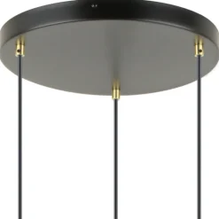 Lámpara de techo colgante Mauna 3 luces acabado negro y oro envejecido 3XE27 estilo moderno 35cm Ø