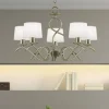 Lámpara de techo colgante Gloria 5 luces 5xE14 acabado metal oro envejecido tejido blanco estilo clásico 58cm Ø