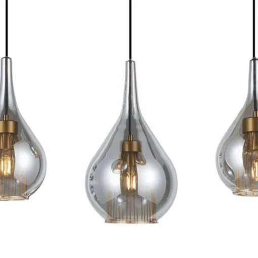 Lámpara de techo colgante Plazen lineal 3 luces 3XE27 acabado negro estilo moderno 88cm largo