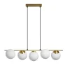 Lámpara de techo colgante Rondo 5 luces 5xE27 acabado metal latón cristal opal blanco estilo vintage