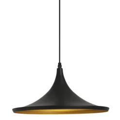 Lámpara de techo colgante Iris I 1XE27 acabado metal negro e interior dorado estilo moderno 36cm Ø