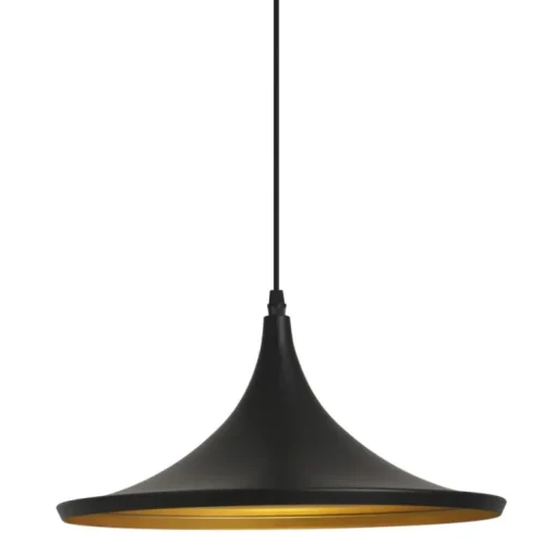 Lámpara de techo colgante Iris I 1XE27 acabado metal negro e interior dorado estilo moderno 36cm Ø