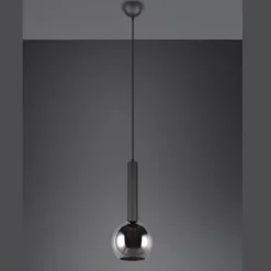 Lámpara de techo colgante Clayton Negro/Fumé 1L 1XE27 20cm Ø