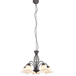 Lámpara de techo colgante Rústica 5 luces 5xE14 acabado marrón óxido estilo rústico 60cm Ø