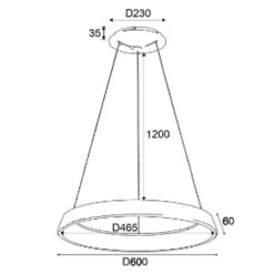 Lámpara de techo colgante Estocolmo LED integrado 36w 4000k acabado metal negro estilo moderno 60cm Ø