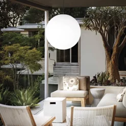 Lámpara de techo colgante Sole 1xE27 acabado PVC blanco estilo moderno IP44 uso en exterior 40cm Ø