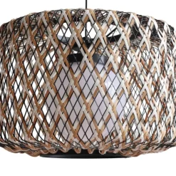 Lámpara de techo colgante Lao 1XE27 acabado rattán estilo rústico uso en exterior IP55 45cm Ø