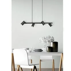 Lámpara de techo colgante Marley 4 luces 4xGU10 acabado metal negro estilo moderno