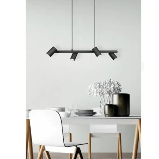 Lámpara de techo colgante Marley 4 luces 4xGU10 acabado metal negro estilo moderno
