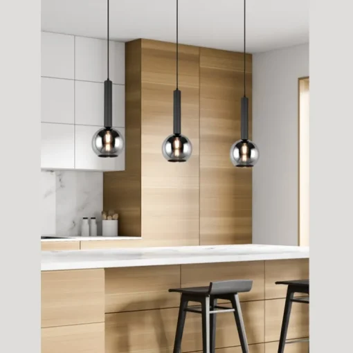 Lámpara de techo colgante Clayton Negro/Fumé 1L 1XE27 20cm Ø