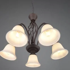 Lámpara de techo colgante Rústica 5 luces 5xE14 acabado marrón óxido estilo rústico 60cm Ø